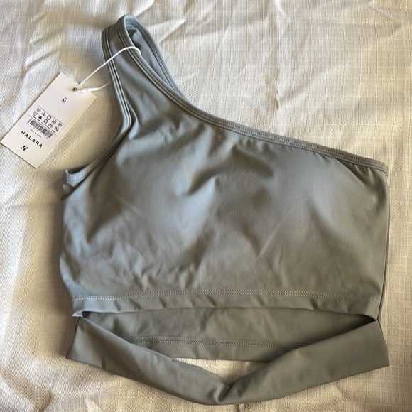 Gray one shoulder sports bra - Picture 3 of 5